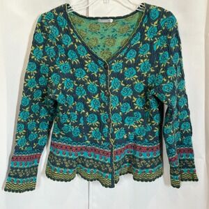 Lana Cardigan Sweater Med Rose Org Cotton Wool Fairy Cottagecore Boho Y2K 18603x